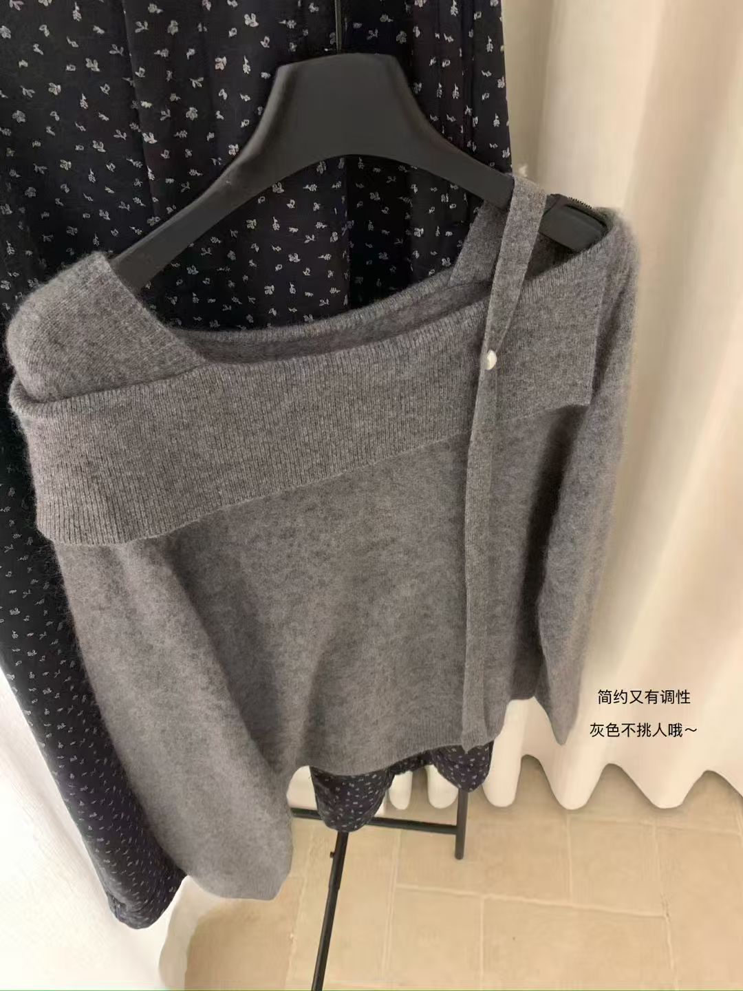 Kelly Designs 95.8% Wool Asymmetric Off-Shoulder Knit Sweater (Instock)