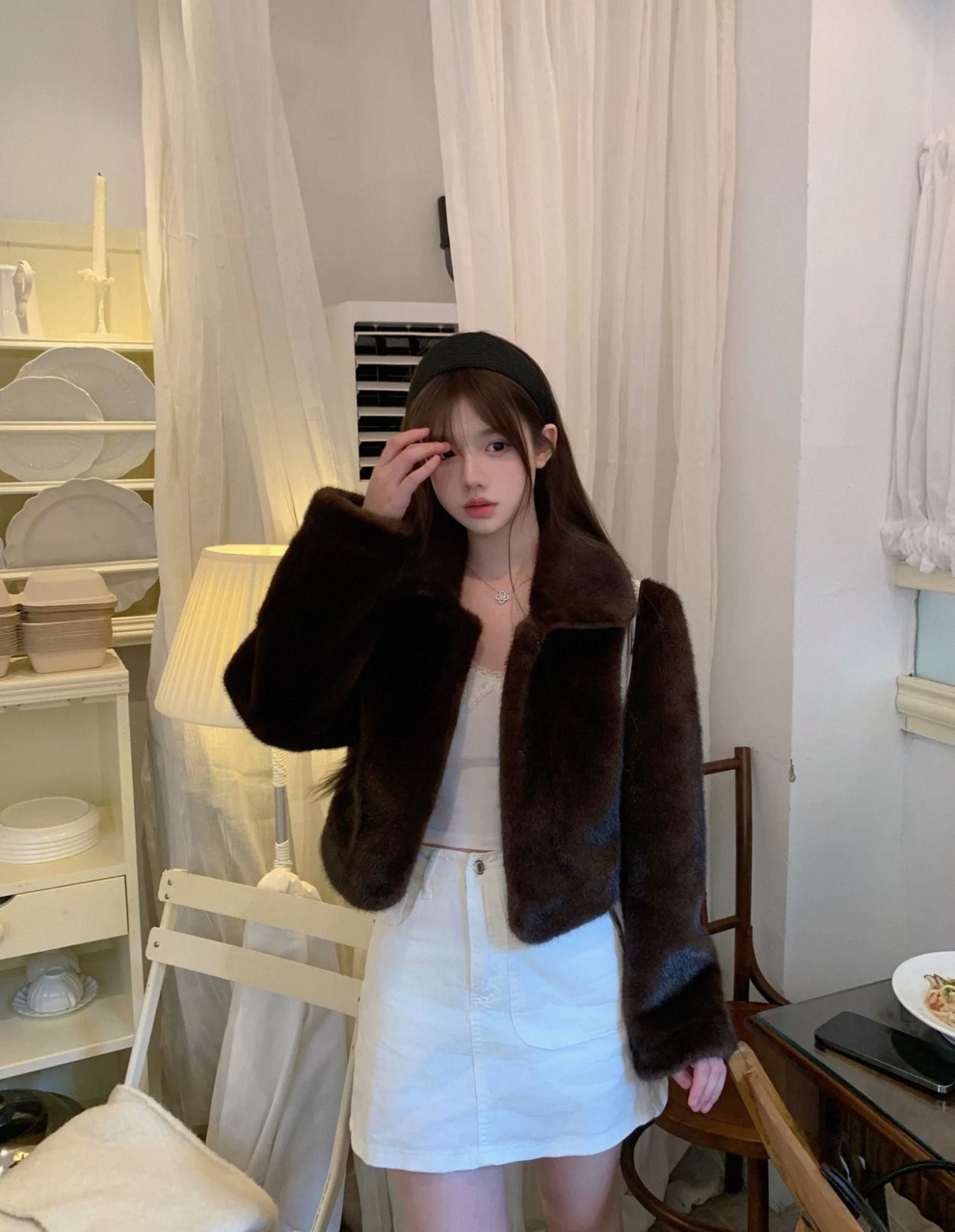 Kelly Designs Chic Faux Mink Short Jacket – Eco-Friendly Plush Fur Brown Coat (Instock)