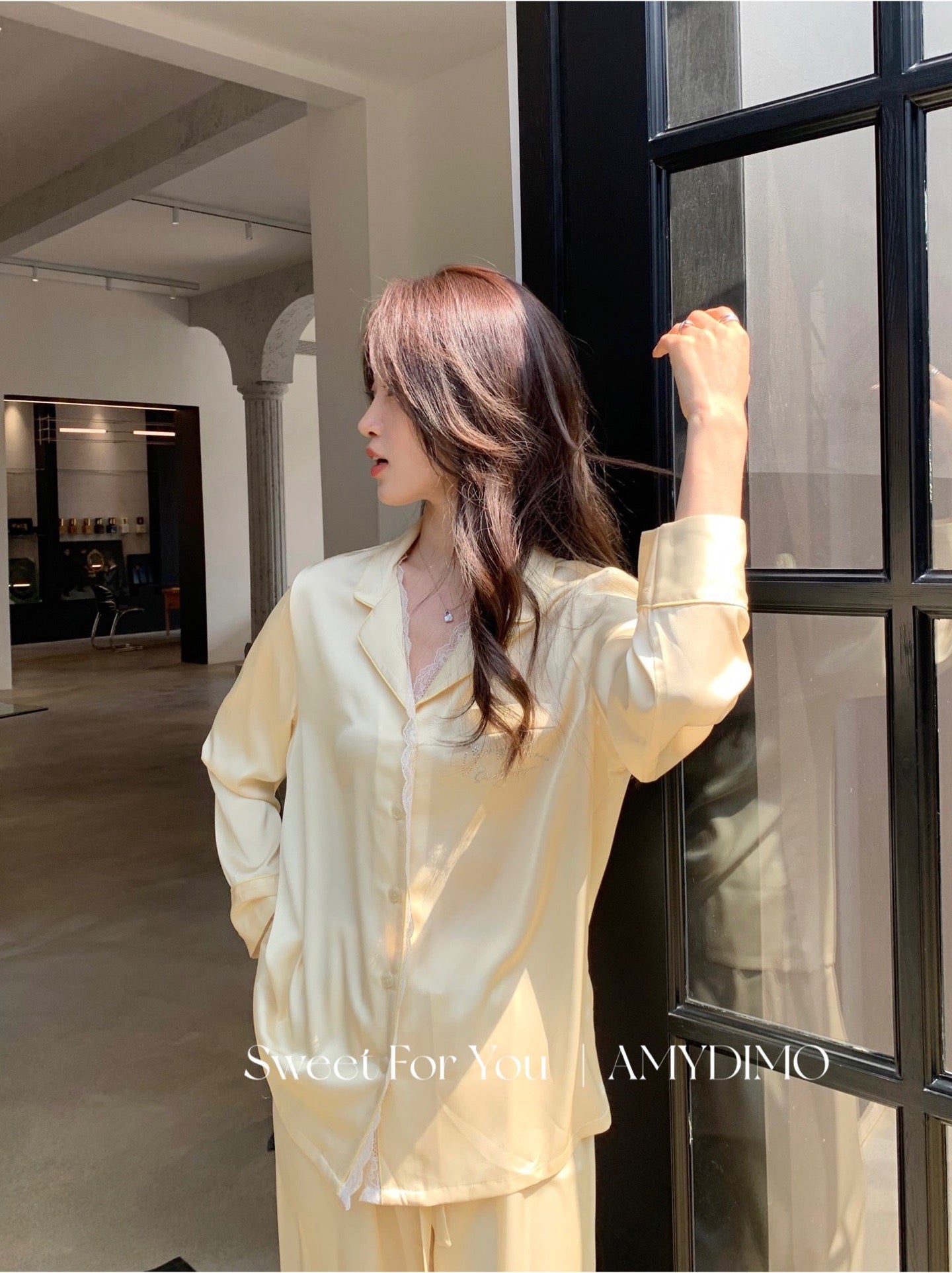 Amydimo Yellow Lace Female Pajama(Preorder)