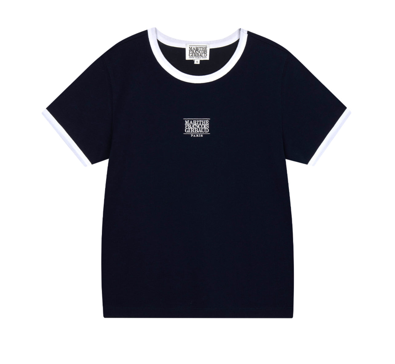 Marithe _W Classic Logo Ringer Tee Navy (Instock)