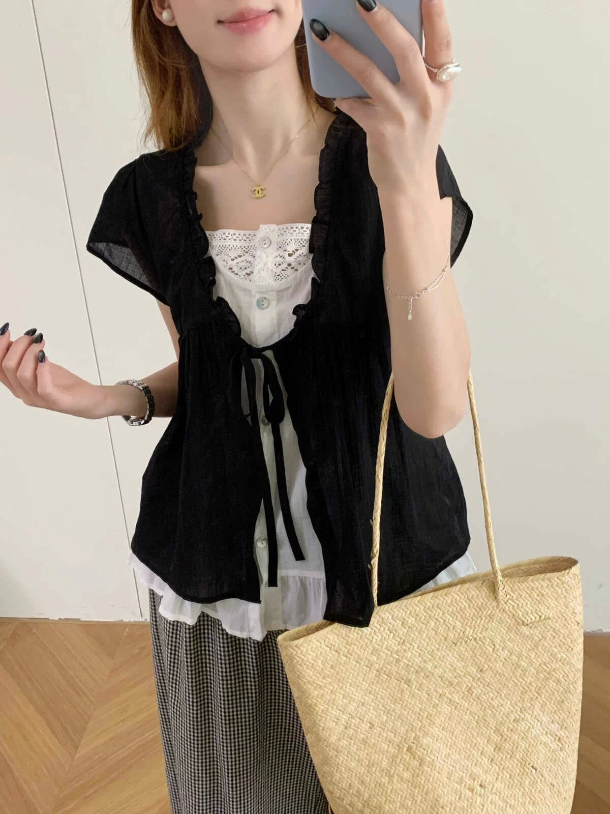 Kelly Designs Fake 2pc Black Top and Pants(Instock)