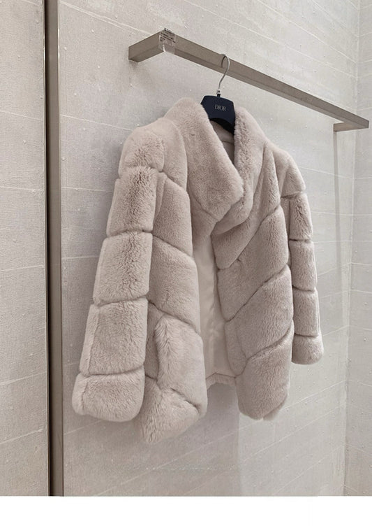 Kelly Designs Imported Rex Rabbit Fur Coat – 4 Colors | Luxury Winter Outerwear (Instock)