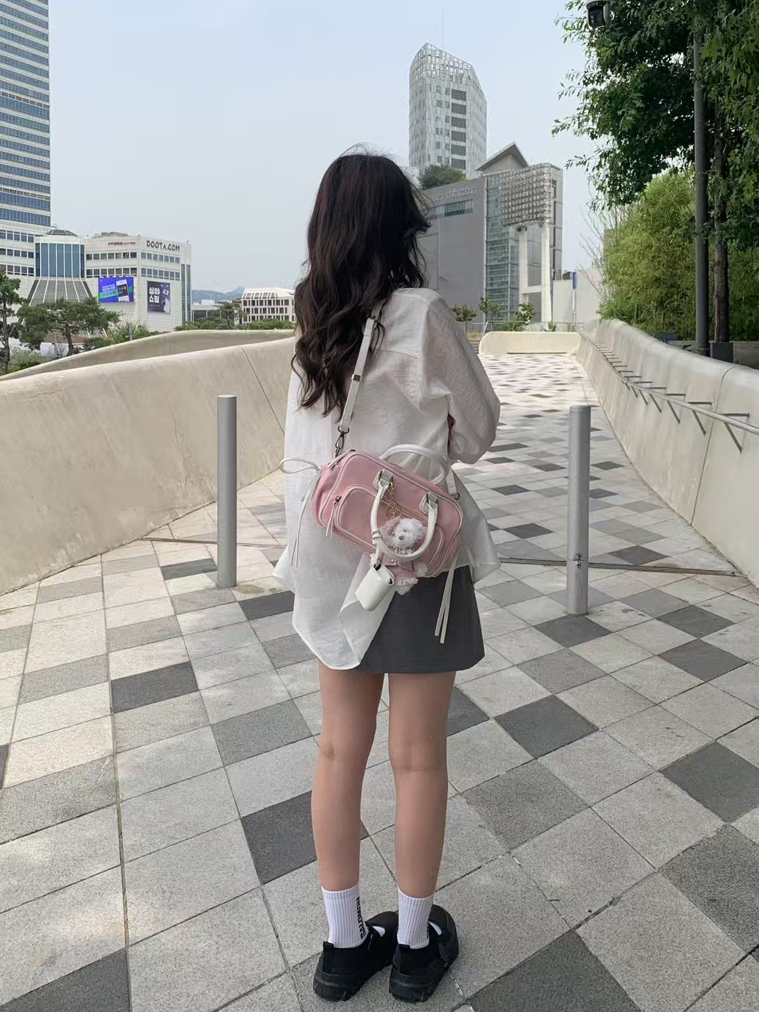 Korean APM Collection Leather Pink Bag with Earpod (Instock)