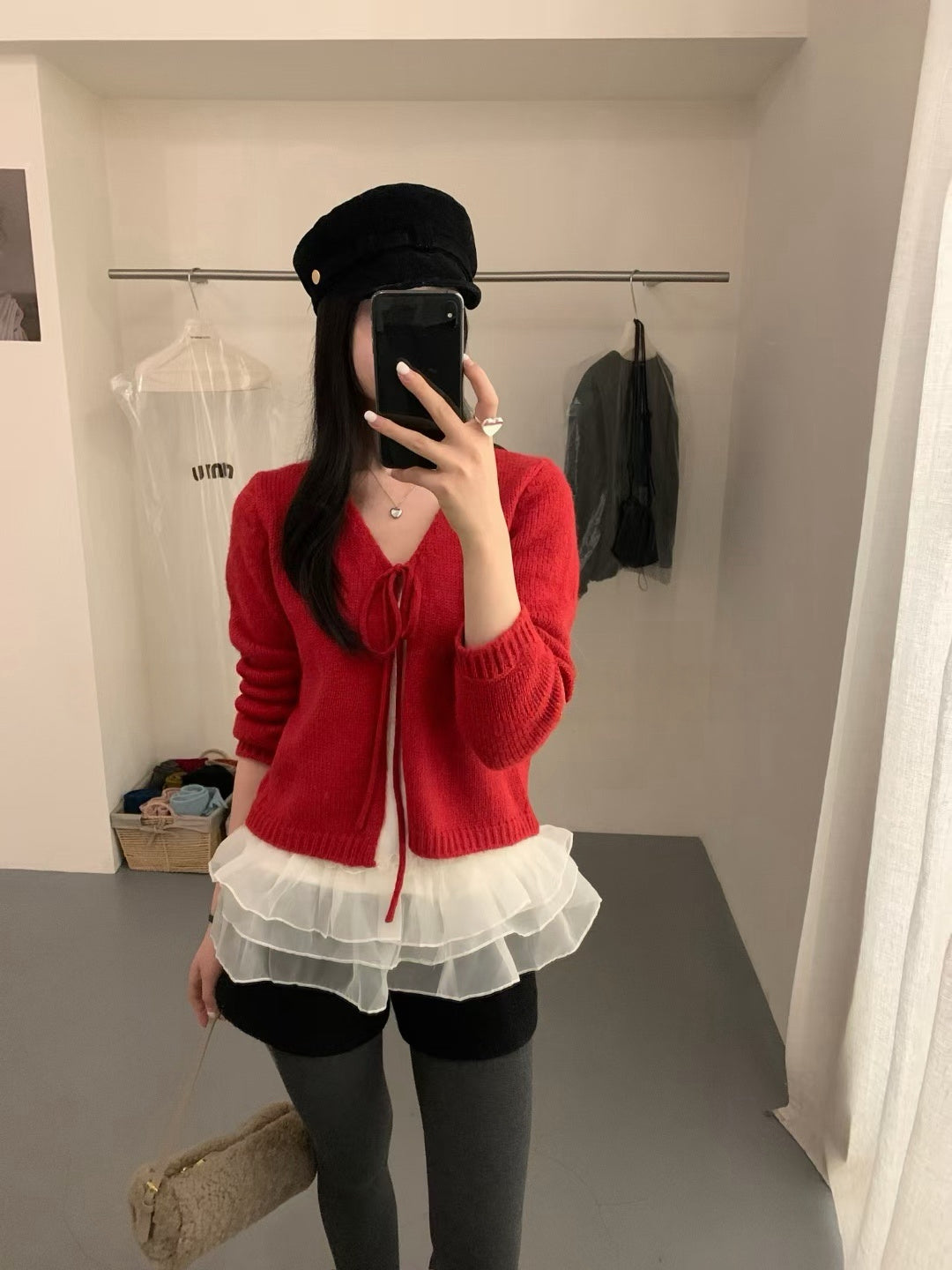 Kelly Designs 2Pcs Red Cardigan and inner tank top Set (Instock)