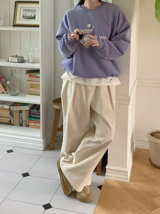 Korean APM Collection Purple Fleece Round Neck Sweatshirt (Instock)