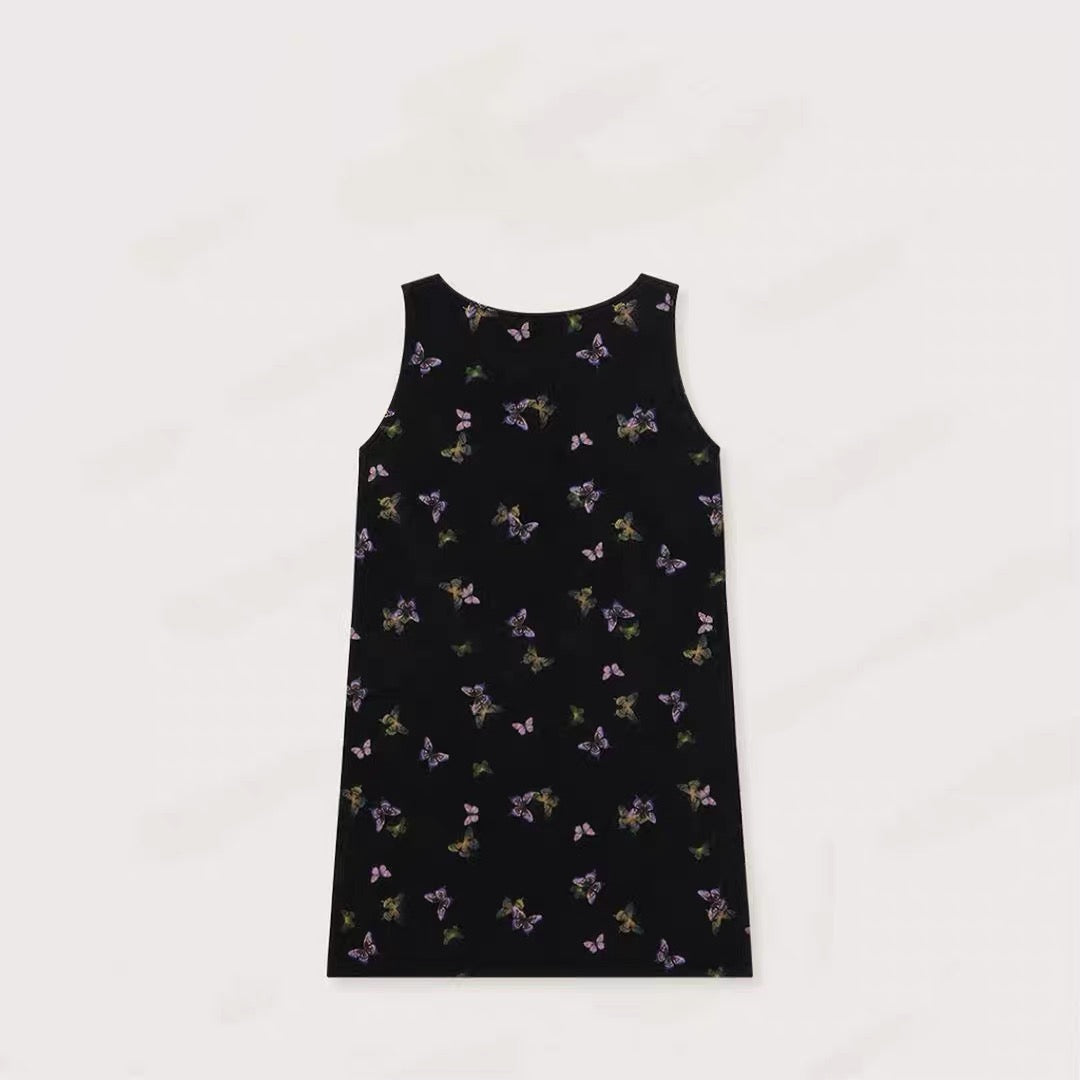 Kelly Designs Butterfly Print Silk-Feel Shift Dress (Instock)
