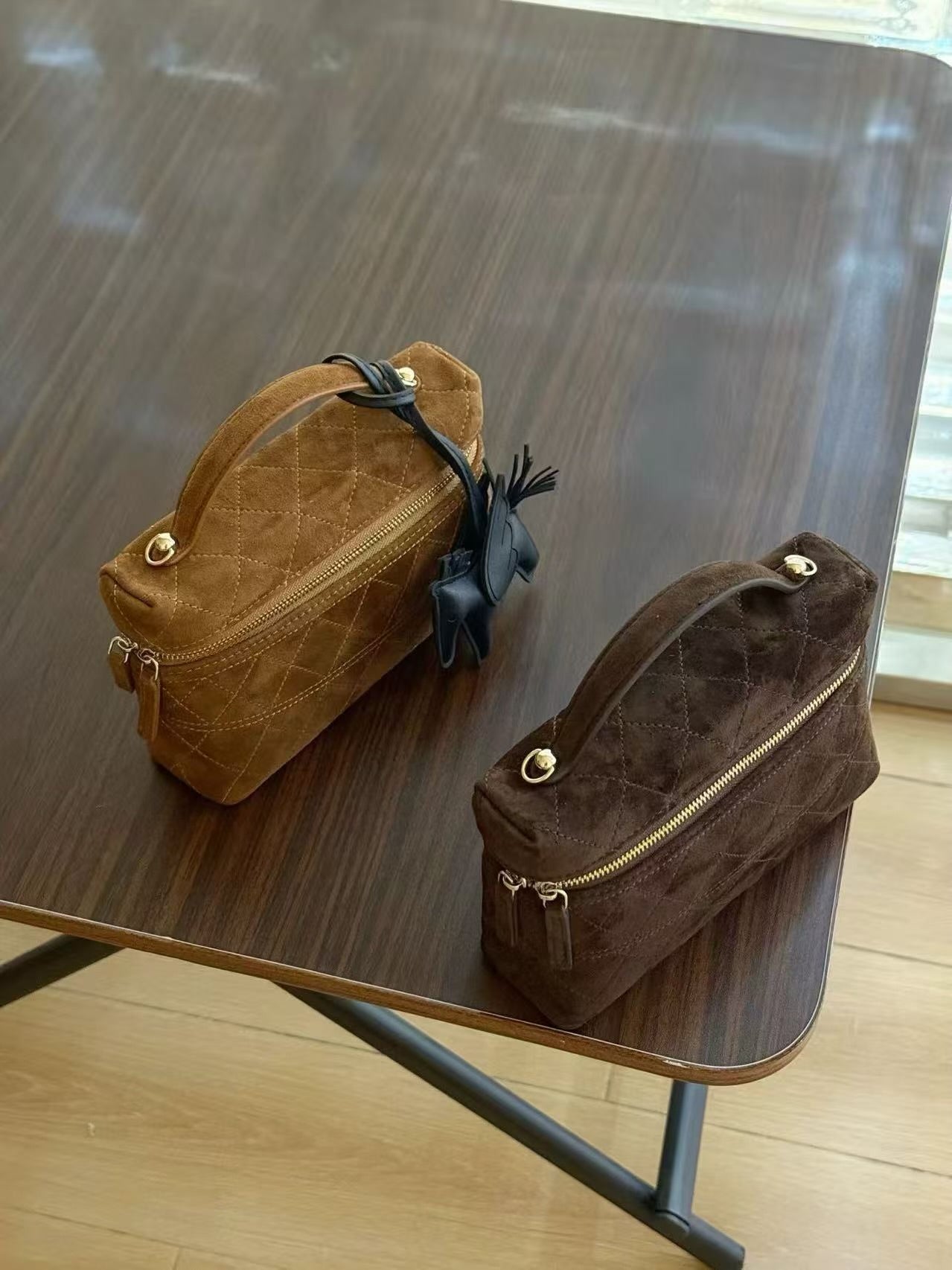 Kelly Designs Leather Shearling Handle Bag-Two Colors (Instock)