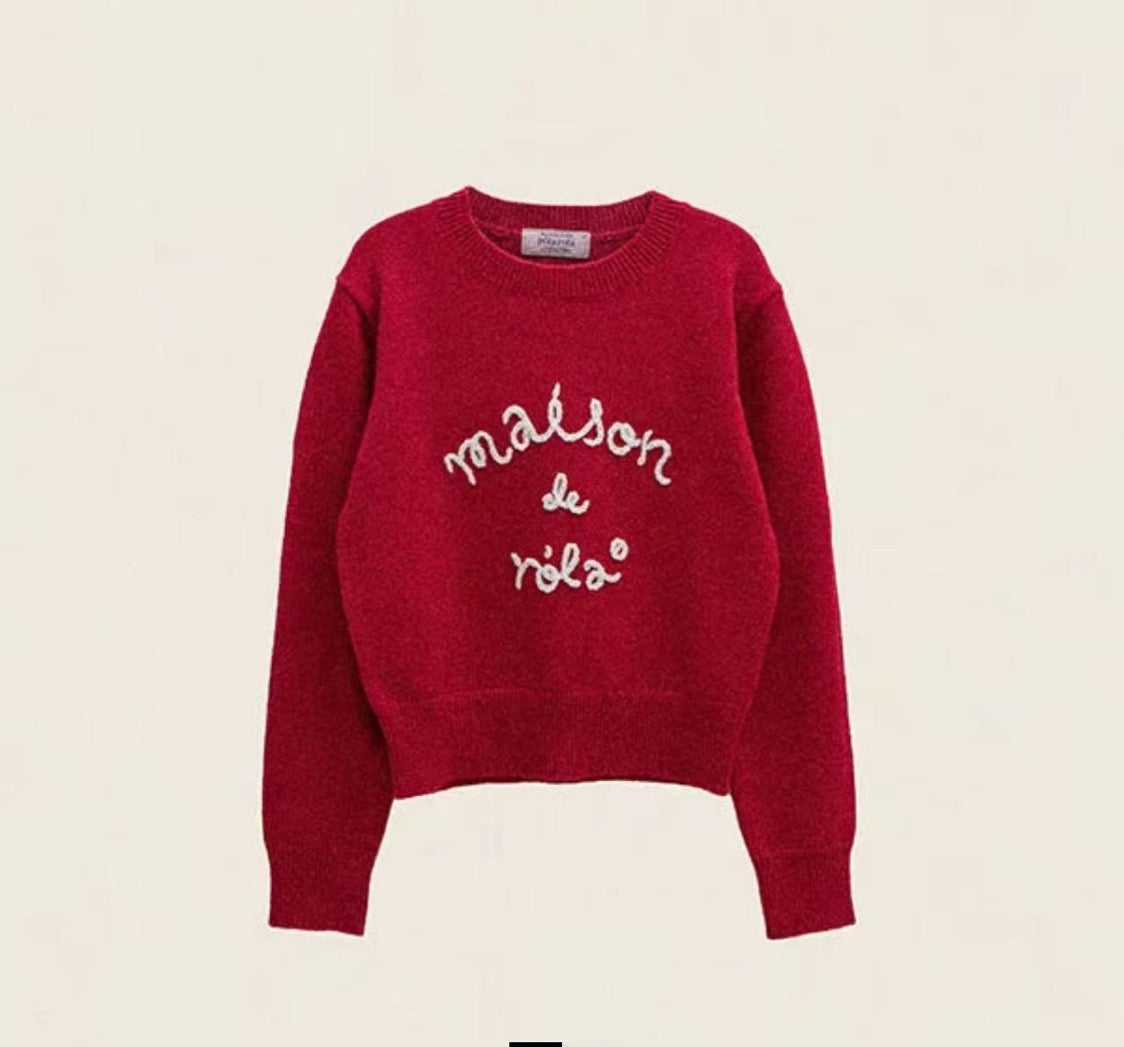 MAISON DE ROLA EMBROIDERY KNIT RED (Preorder)