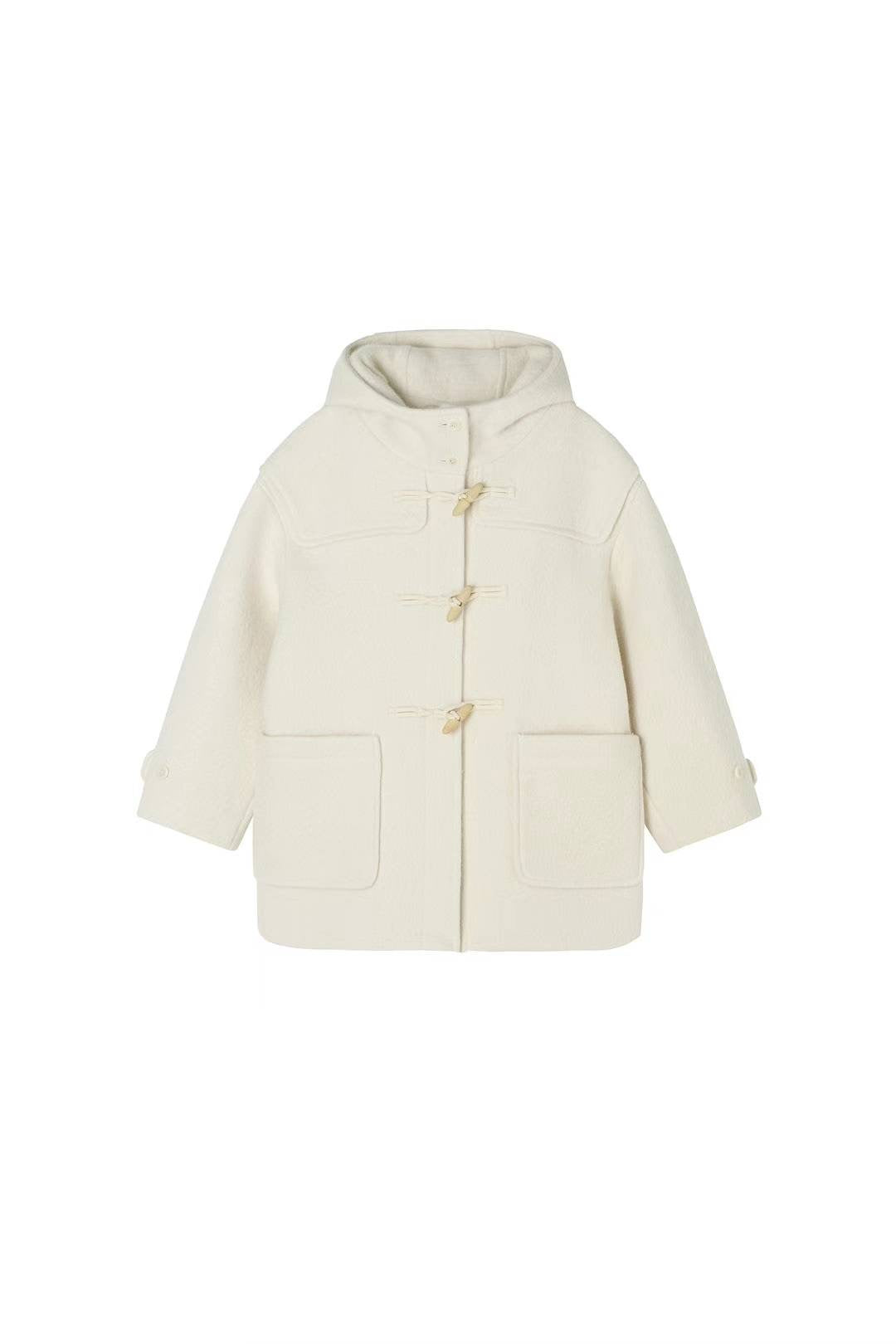 Korean APM Collection The Able Horn Buck Wool White Coat (Instock)