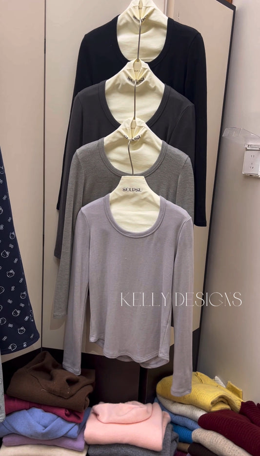 Kelly Designs 2 colors U neck lysol wool Tshirt (Instock)