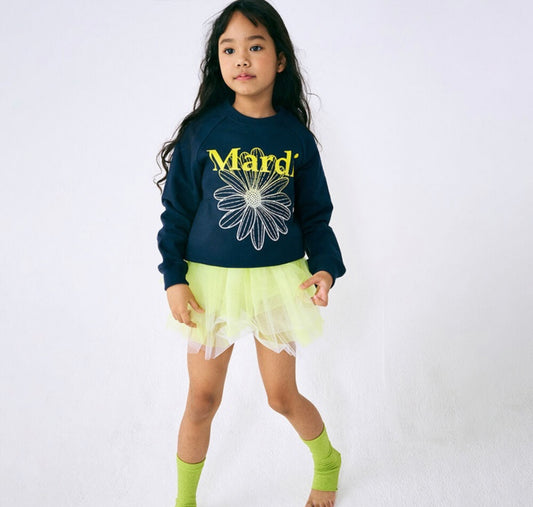 Mardi Mercredi Kids Sweatshirt Flowermardi_Navy Yellow(Preorder)