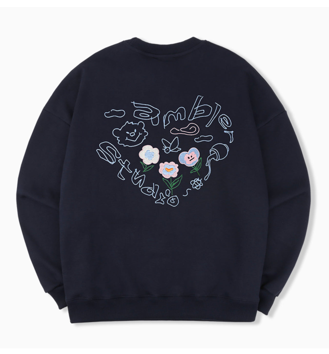 Ambler Flower heart Navy Sweatshirt(Preorder)