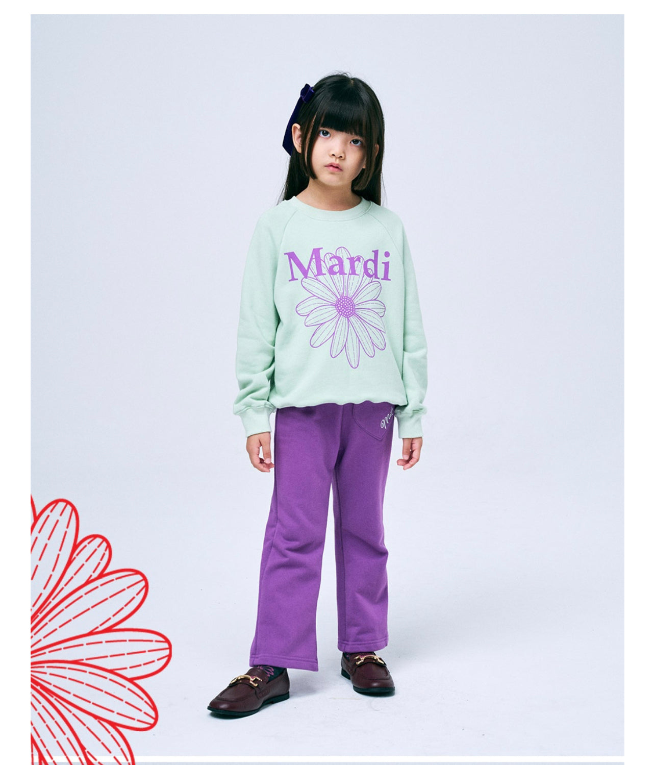 Mardi Mercredi Kids Sweatshirt Setup Flowermardi_Mint Purple(Preorder)