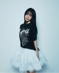 Mardi Mercredi TSHIRT TRIPLE FLOWER_ BLACK IVORY (Preorder)