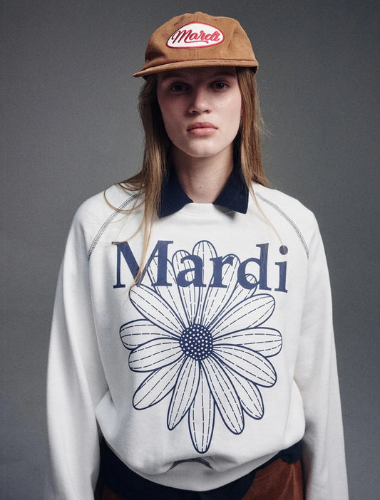 Mardi Mercredi SWEATSHIRT RAGLAN FLOWERMARDI_WHITE NAVY (Instock)