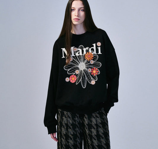 Mardi Mercredi SWEATSHIRT FLOWERMARDI BLOSSOM_ BLACK CREAM(Preorder)