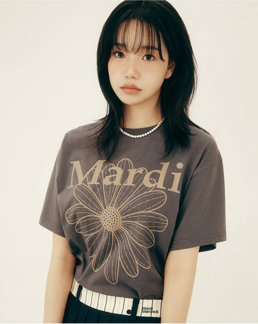 Mardi Mercredi TSHIRT FLOWERMARDI_CHARCOAL TAUPE (Preorder)