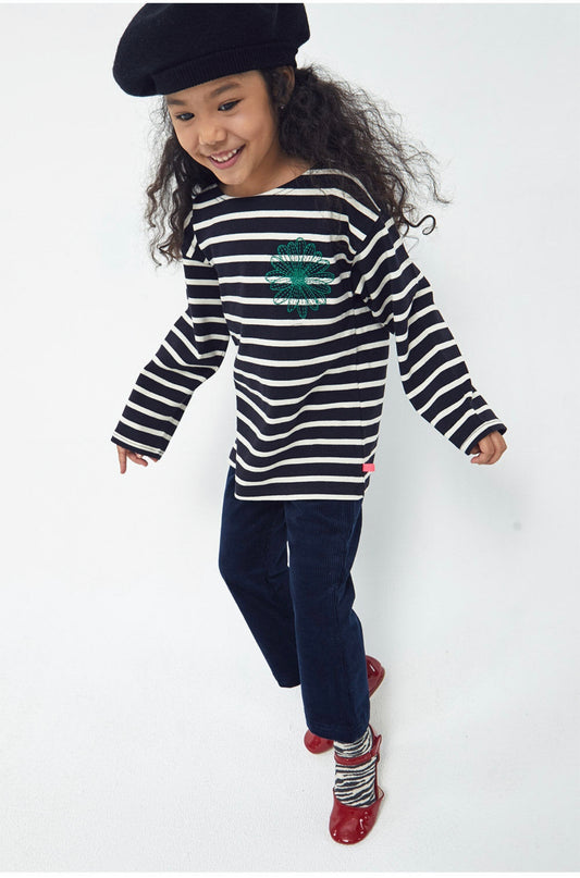 Mardi Mercredi Kids Tshirt Long Sleeves Stripe_Navy Green(Preorder)