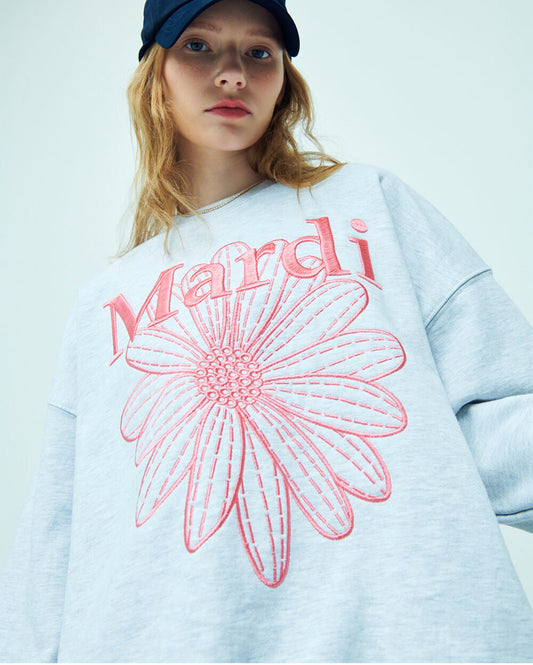 Mardi Mercredi SWEATSHIRT FLOWERMARDI NEEDLEWORK_HEATHER CORAL(Preorder)