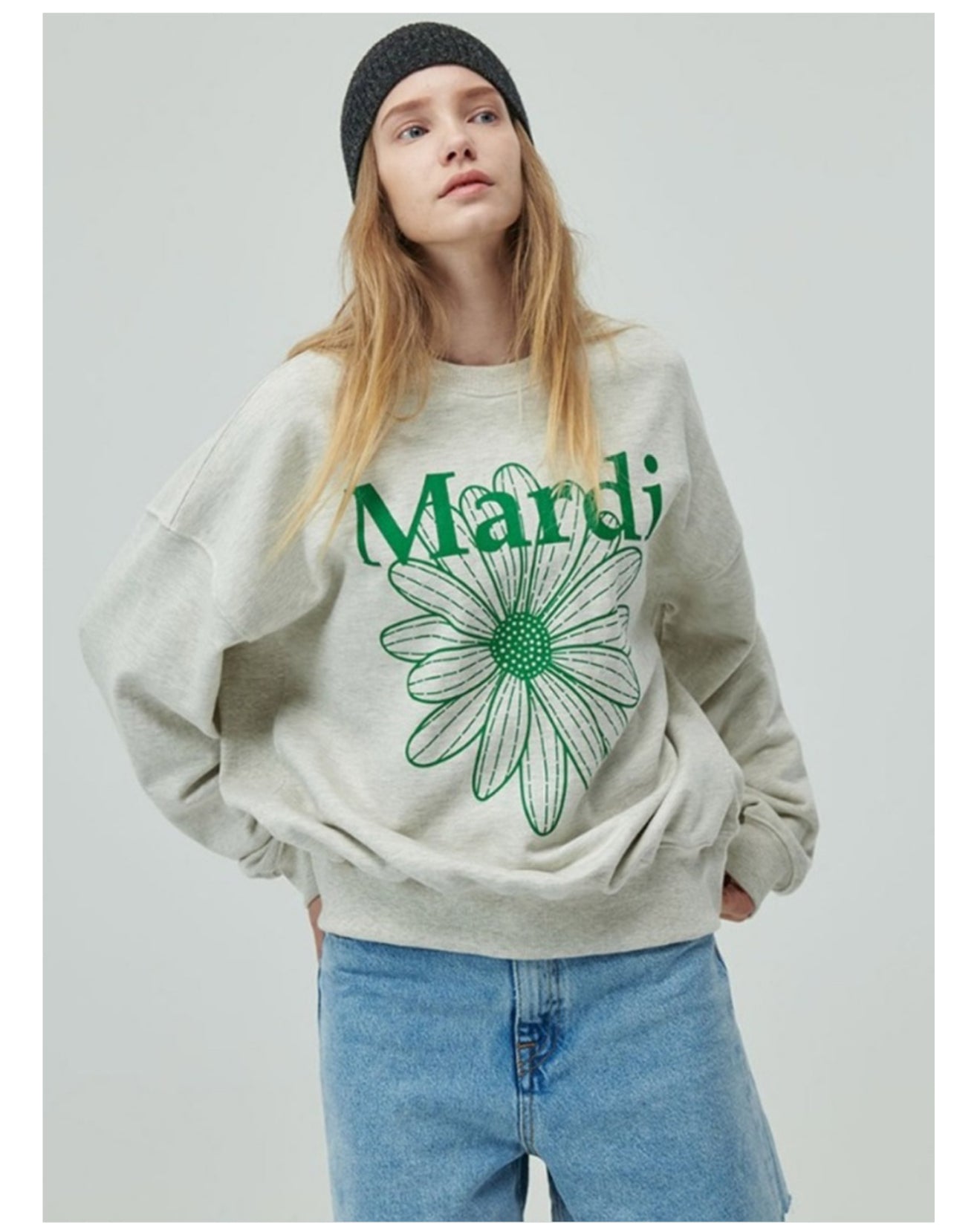 Mardi Mercredi SWEATSHIRT Oatmeal Green FLOWERMARDI(Preorder)