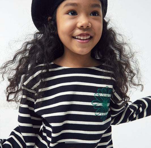 Mardi Mercredi Kids Tshirt Long Sleeves Stripe_Navy Green(Preorder)