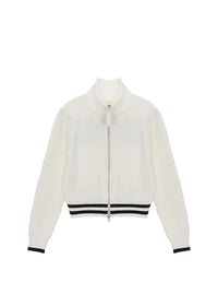Matin Kim zip LOGO KNIT CARDIGAN IN White (Preorder)