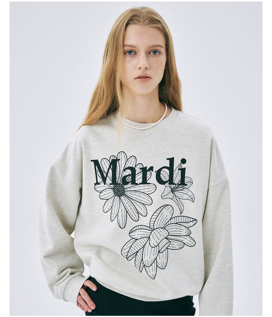 Mardi Mercredi SWEATSHIRT TRIPLE FLOWER_OATMEAL BLACK(Instock)