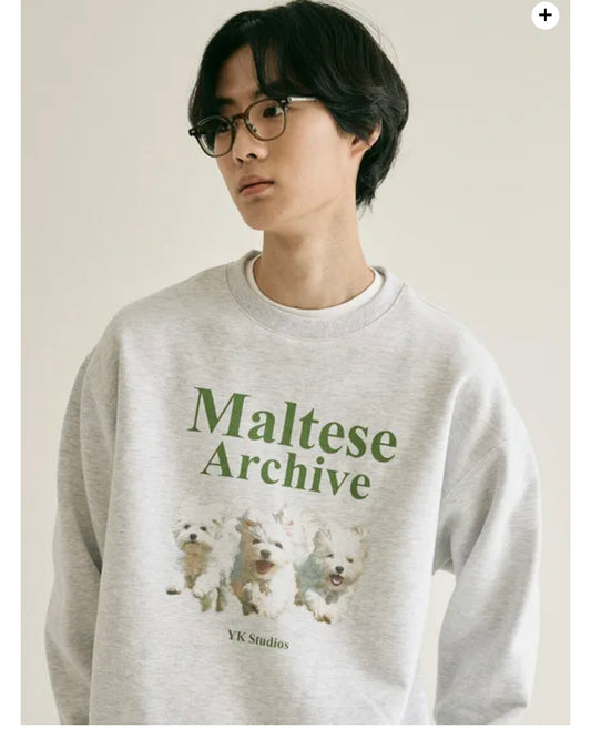 Waikei Maltese Archive Sweatshirt_Melange White(Preorder)