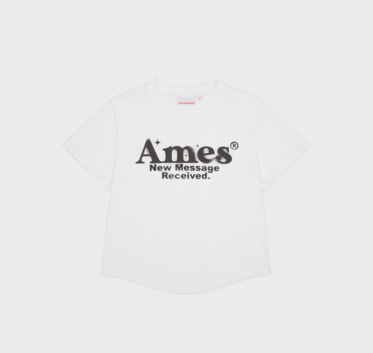 Korean Brand AMES Round Hem Crop Tee White (Preorder)