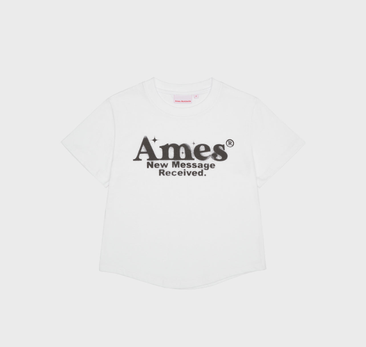 Korean Brand AMES Round Hem Crop Tee White (Preorder)