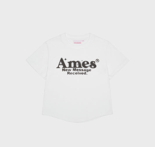 Korean Brand AMES Round Hem Crop Tee White (Preorder)