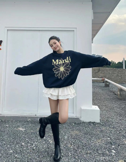 Mardi Mercredi Sweatshirt FLOWERMARDI_ NAVY LEMON (Instock)