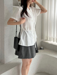 Korean APM Collection Side Tie Short Sleeve Shirt - 3 Colors (Instock)