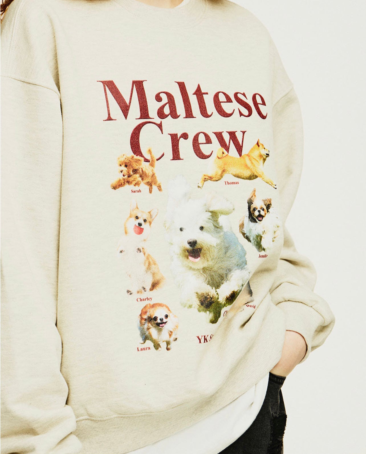 Waikei Crew Neck Unisex Sweat Street Style Sweatshirt Oatmeal(Preorder)