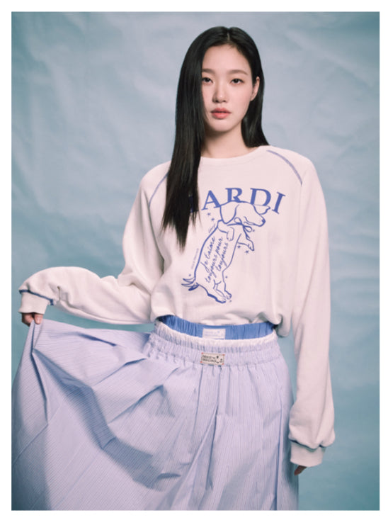 Mardi Mercridi SWEATSHIRT RAGLAN SWING THE TAIL DDANJI_WHITE BLUE(preorder)