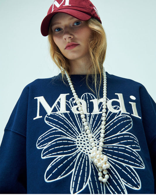 Mardi Mercredi SWEATSHIRT FLOWERMARDI NEEDLEWORK_NAVY CREAM(Preorder)