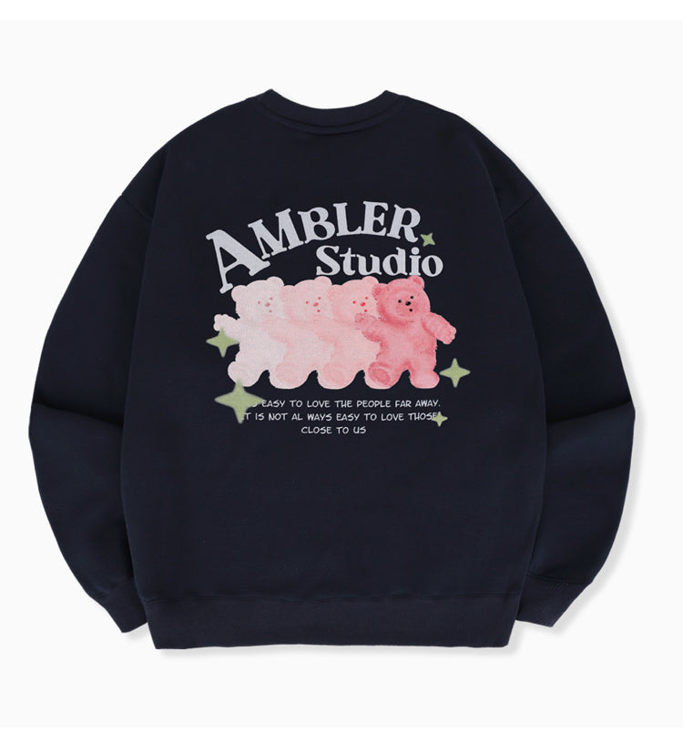 Ambler Overfit Approaching love Bear Navy Sweater (Preorder)