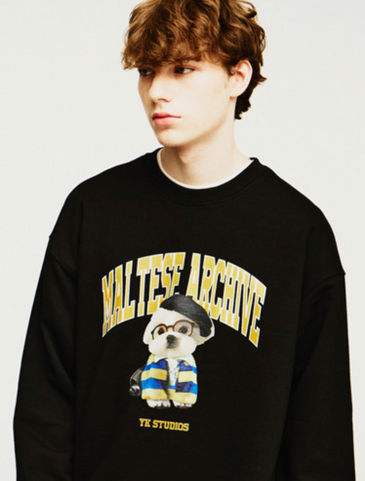 Waikei Preppy Maltese Sweatshirt Black(Preorder)