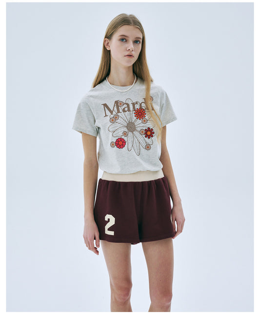 Mardi Mercredi SLIM TSHIRT FLOWERMARDI BLOSSOM_OATMEAL TAUPE(Preorder)