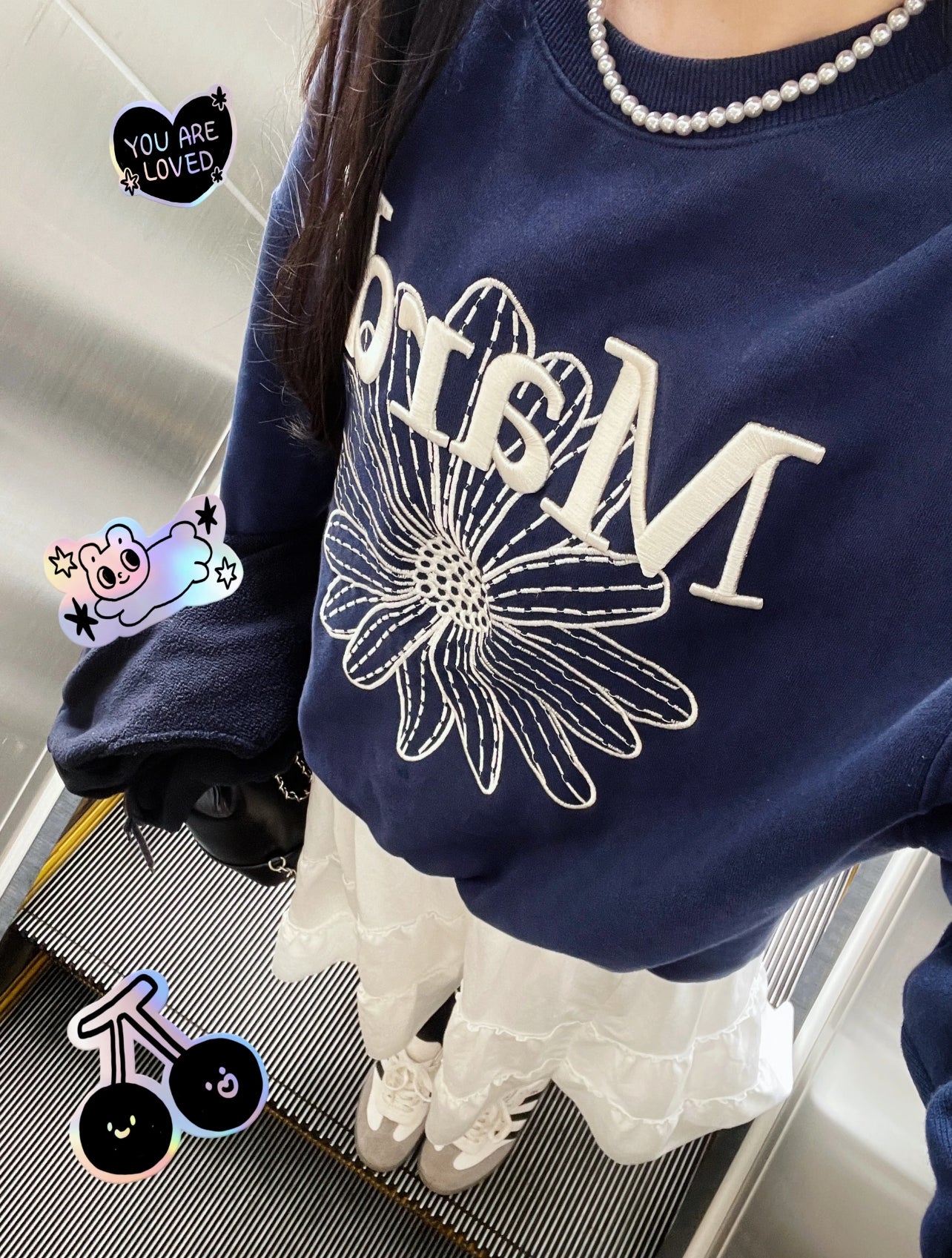 Mardi Mercredi Sweatshirt FLOWERMARDI NEEDLEWORK_ NAVY CREAM (Instock)