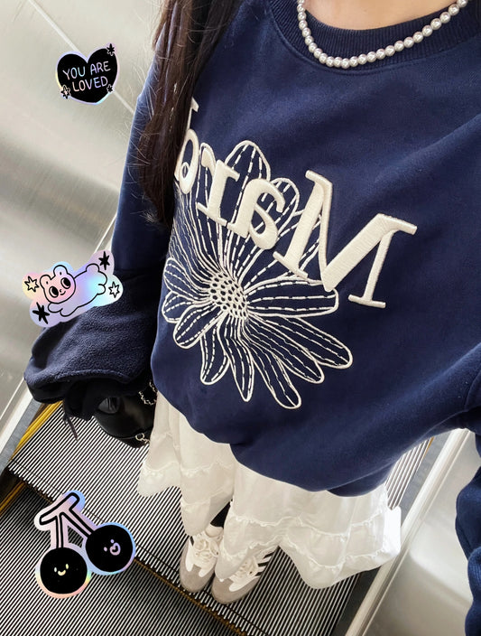 Mardi Mercredi Sweatshirt FLOWERMARDI NEEDLEWORK_ NAVY CREAM (Instock)