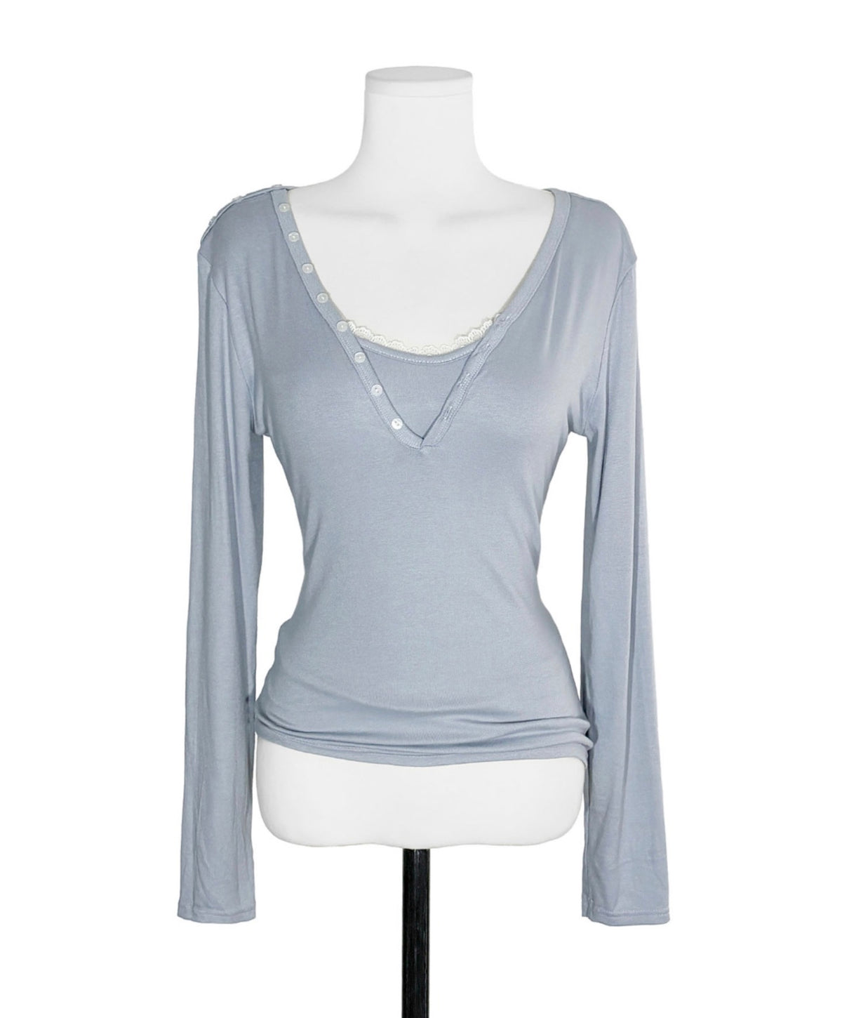 Korean Lace Cami & One Shoulder Button Top Set (Instock)
