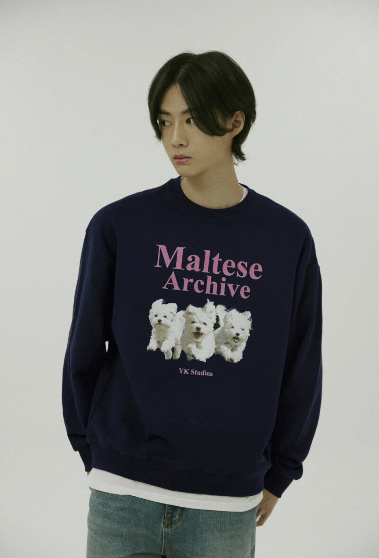 Waikei Maltese Archive Sweatshirt_Navy Pink(Preorder)