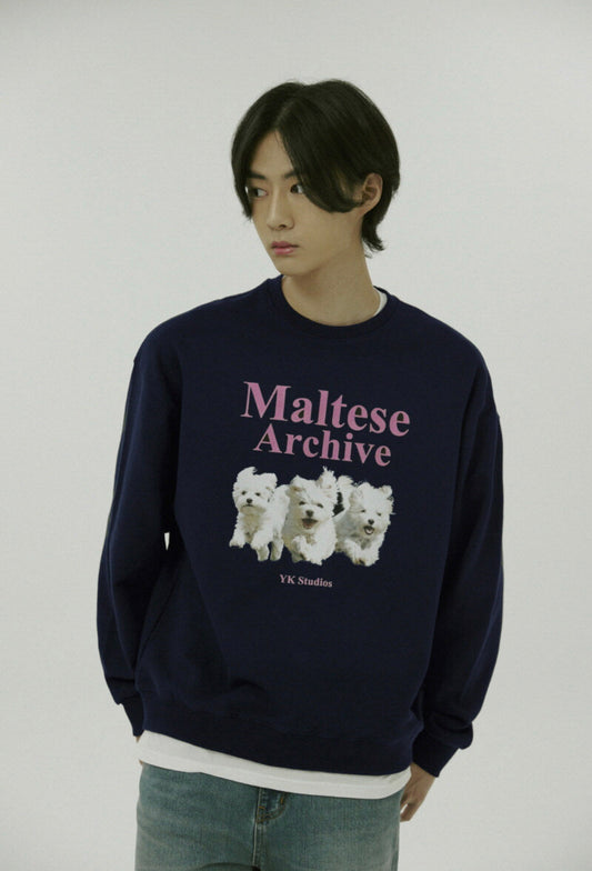 Waikei Maltese Archive Sweatshirt_Navy Pink(Preorder)