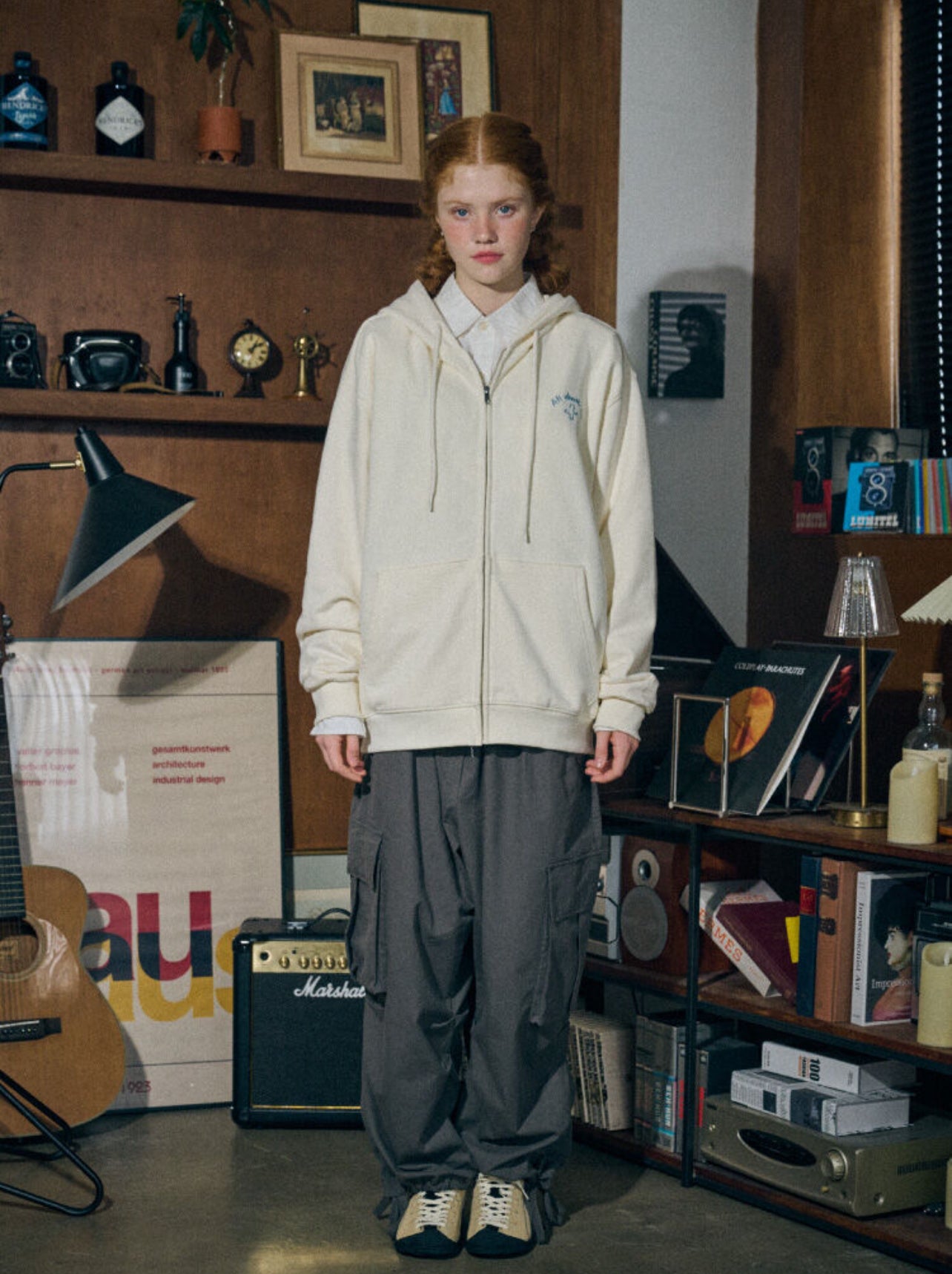 Korean Collection About Love Cat Zip Up Oversize Hoodie (Preorder)