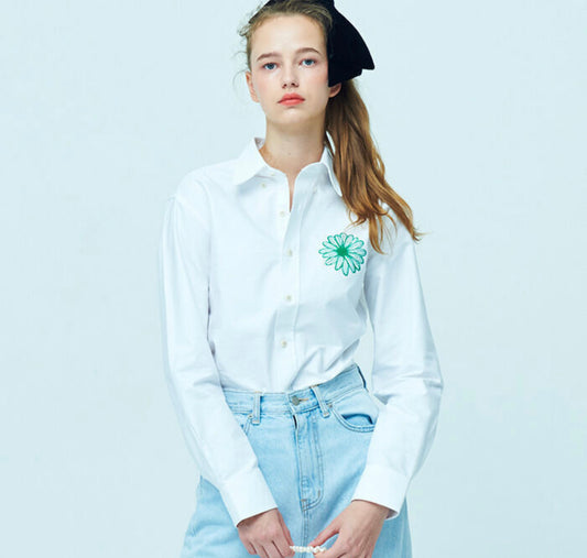 Mardi Mercredi OXFORD SHIRT_WHITE GREEN(Pre-order)