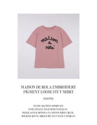 Rolarola MAISON DE ROLA EMBROIDERY PIGMENT LOOSE FIT T-SHIRT PINK (Instock)