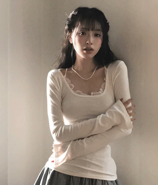 Korean Collection Ballet White Top (Instock)