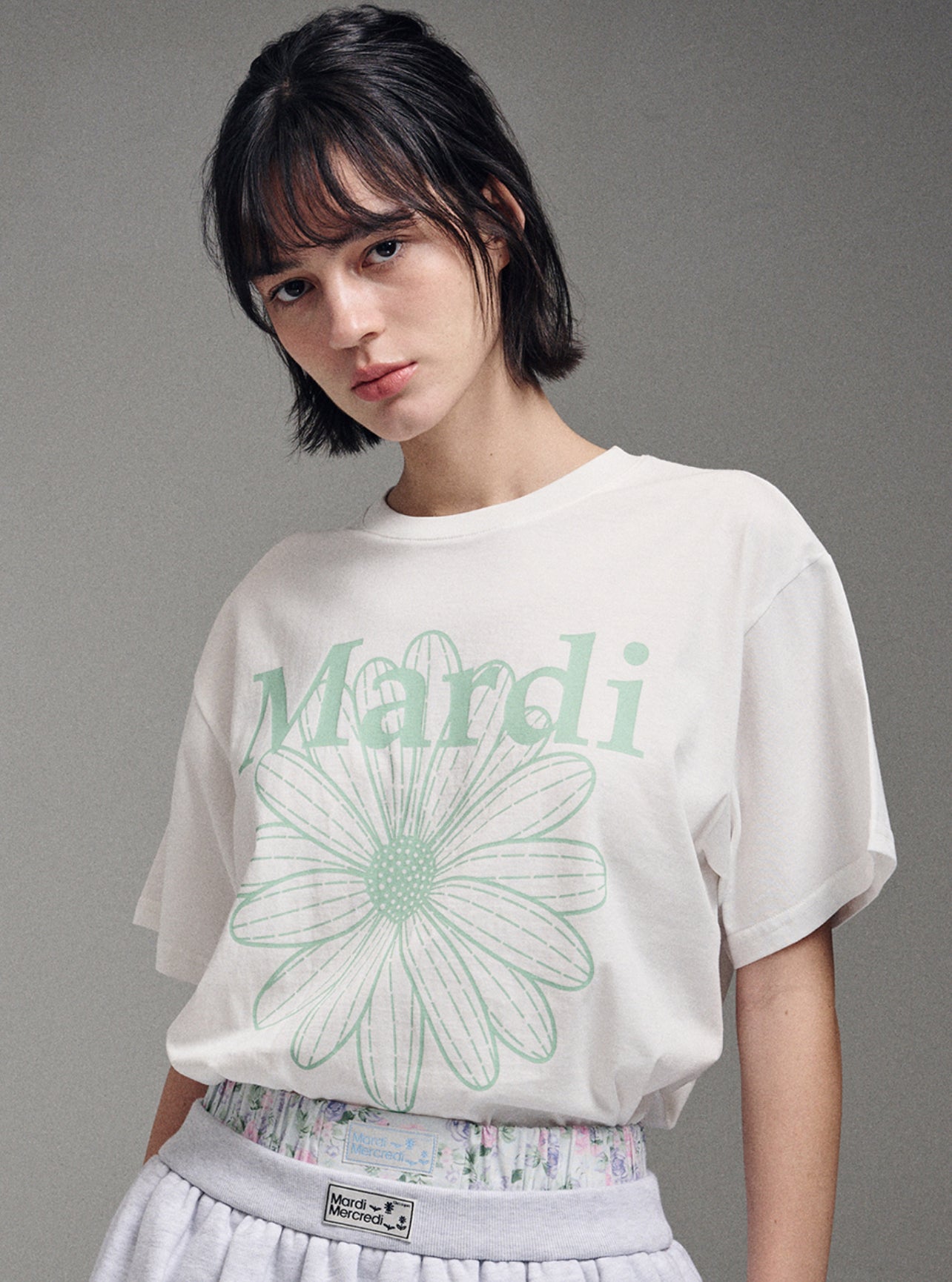 Mardi Mercredi TSHIRT FLOWERMARDI_IVORY MINT(Preorder)