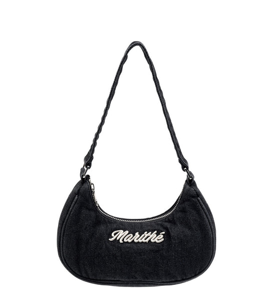 Marithe Embroidery Logo Shoulder Bag Black(Instock)